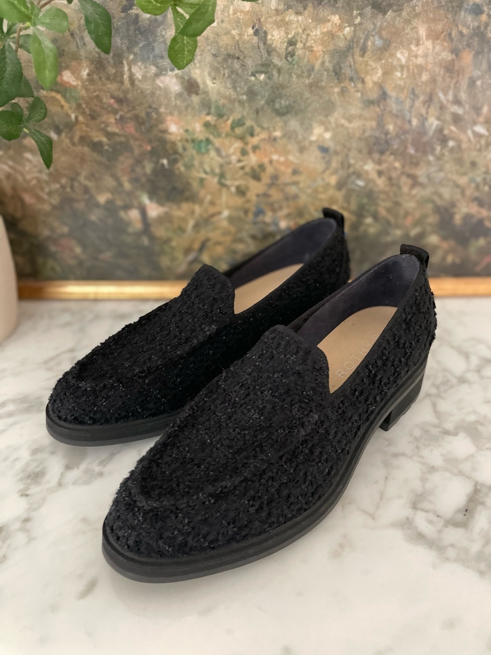 Rothy’s Lug Loafer Boucle Black size 10.5